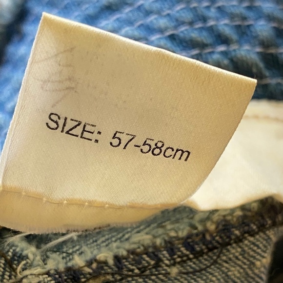 Vintage Blue Denim Fringed Bucket Hat OSFM Cottagecore Minimalist Boho Chic - Picture 7 of 8